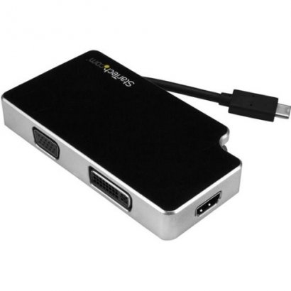 StarTech.com Travel A/V Adapter: 3-in-1 USB-C to VGA DVI or HDMI - USB Type-C Adapter