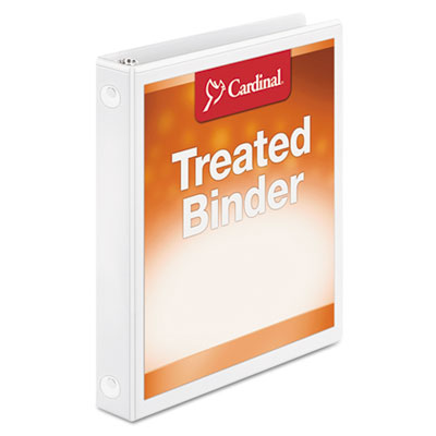 Cardinal Treated Binder ClearVue Locking Round Ring Binder, 3 Rings, 1" Capacity, 11 x 8.5, White CRD32200