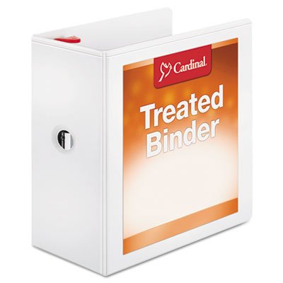 Cardinal Treated Binder ClearVue Locking Slant-D Ring Binder, 5" Cap, 11 x 8 1/2, White CRD32150