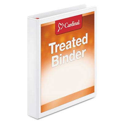 Cardinal Treated Binder ClearVue Locking Slant-D Ring Binder, 1" Cap, 11 x 8 1/2, White CRD32100
