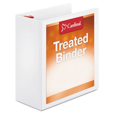 Cardinal Treated Binder ClearVue Locking Slant-D Ring Binder, 4" Cap, 11 x 8 1/2, White CRD32140