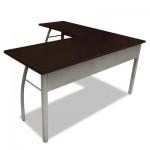 LITSH737MOC Trento Line L-Shaped Desk, 59-1/8w x 59-1/8d x 29-1/2h, Mocha/Gray LITTR737MOC