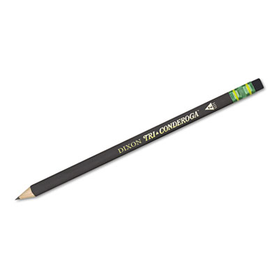Dixon Tri-Conderoga Pencil with Microban Protection, HB (#2), Black Lead, Black Barrel, Dozen DIX22500