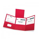 Oxford Tri-Fold Folder w/3 Pockets, Holds 150 Letter-Size Sheets, Red OXF59811