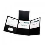 Oxford Tri-Fold Folder w/3 Pockets, Holds 150 Letter-Size Sheets, Black OXF59806