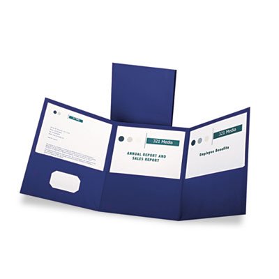Oxford Tri-Fold Folder w/3 Pockets, Holds 150 Letter-Size Sheets, Blue OXF59802