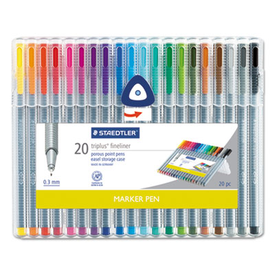 Staedtler 334 SB20A6 triplus Fineliner Marker, Extra-Fine Needle Tip, Assorted Colors, 20/Set STD334SB20A6