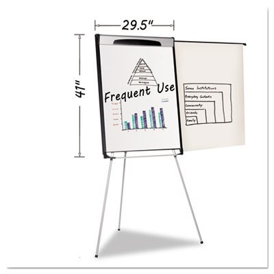 Tripod Extension Bar Magnetic Dry-Erase Easel, 39" to 72" High, Black/Silver BVCEA23066720