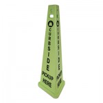 Impact TriVu 3-Sided Curbside Pickup Here Sign, Fluorescent Green, 14.75 x 12.7 x 40, Plastic IMP9140PU