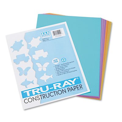 Pacon Tru-Ray Construction Paper, 76 lbs., 9 x 12, Assorted, 50 Sheets/Pack PAC102940