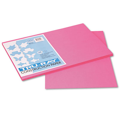 Pacon Tru-Ray Construction Paper, 76 lbs., 12 x 18, Shocking Pink, 50 Sheets/Pack PAC103045