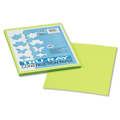 Pacon Tru-Ray Construction Paper, 76 lbs., 9 x 12, Brilliant Lime, 50 Sheets/Pack PAC103423