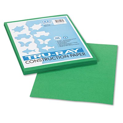 Pacon Tru-Ray Construction Paper, 76 lbs., 9 x 12, Holiday Green, 50 Sheets/Pack PAC102960