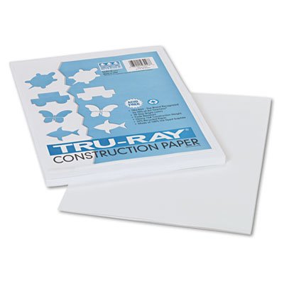 Pacon Tru-Ray Construction Paper, 76 lbs., 9 x 12, White, 50 Sheets/Pack PAC103026