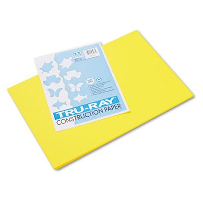 Pacon Tru-Ray Construction Paper, 76 lbs., 12 x 18, Yellow, 50 Sheets/Pack PAC103036