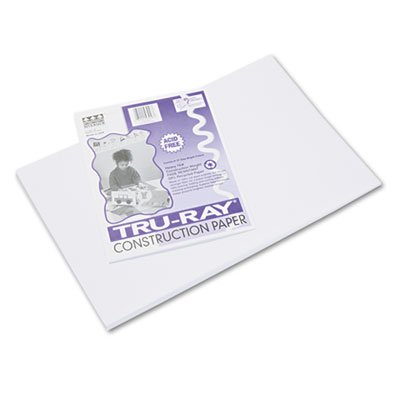 Pacon Tru-Ray Construction Paper, 76 lbs., 12 x 18, White, 50 Sheets/Pack PAC103058