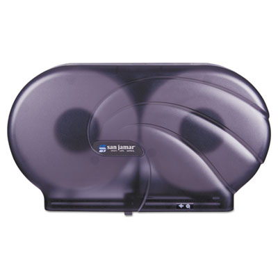 San Jamar Twin 9" JBT Toilet Tissue Dispenser, Oceans, 19 x 5 1/4 x 12, Black Pearl SJMR4090TBK