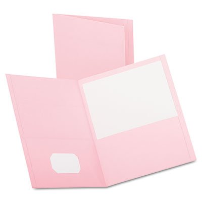Oxford Twin-Pocket Folder, Embossed Leather Grain Paper, Pink OXF57568
