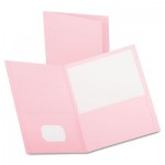 Oxford Twin-Pocket Folder, Embossed Leather Grain Paper, Pink OXF57568