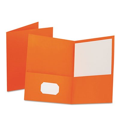 Oxford Twin-Pocket Folder, Embossed Leather Grain Paper, Orange OXF57510