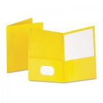 Oxford Twin-Pocket Folder, Embossed Leather Grain Paper, Yellow OXF57509
