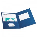 Oxford Twin-Pocket Folder, Embossed Leather Grain Paper, Blue OXF57502