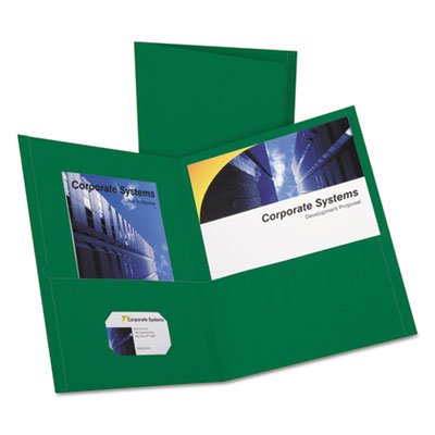 Oxford Twin-Pocket Folder, Embossed Leather Grain Paper, Hunter Green OXF57556