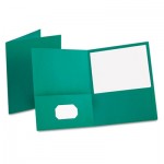 Oxford Twin-Pocket Folder, Embossed Leather Grain Paper, Teal OXF57555
