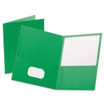 Oxford Twin-Pocket Folder, Embossed Leather Grain Paper, Light Green OXF57503