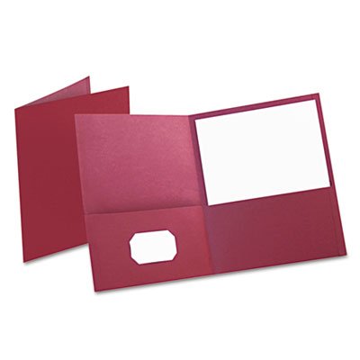 Oxford Twin-Pocket Folder, Embossed Leather Grain Paper, Burgundy OXF57557