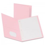 Oxford ESS-57768 Twin-Pocket Folders with 3 Fasteners, Letter, 1/2" Capacity, Pink,25/Box OXF57768
