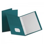 Oxford 57755EE Twin-Pocket Folders with 3 Fasteners, Letter, 1/2" Capacity, Teal, 25/Box OXF57755