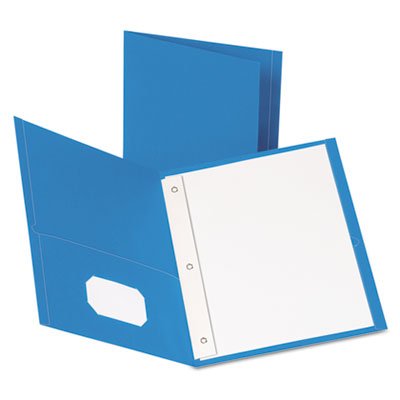 Oxford Twin-Pocket Folders with 3 Fasteners, Letter, 1/2" Capacity, Light Blue, 25/Box OXF57701