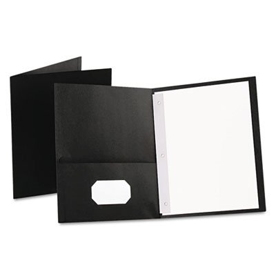 Oxford Twin-Pocket Folders with 3 Fasteners, Letter, 1/2" Capacity, Black 25/Box OXF57706