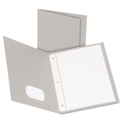 Oxford Twin-Pocket Folders with 3 Fasteners, Letter, 1/2" Capacity, Gray, 25/Box OXF57705