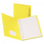 Oxford Twin-Pocket Folders with 3 Fasteners, Letter, 1/2" Capacity, Yellow, 25/Box OXF57709