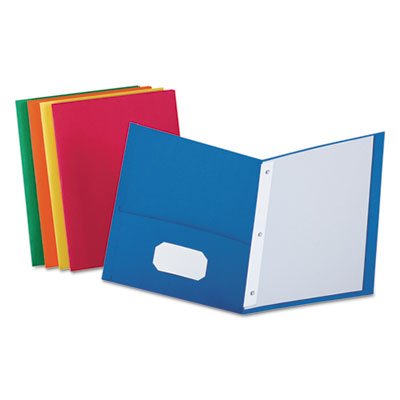 Oxford Twin-Pocket Folders with 3 Fasteners, Letter, 1/2" Capacity, Assorted, 25/Box OXF57713