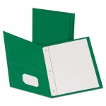 Oxford Twin-Pocket Folders with 3 Fasteners, Letter, 1/2" Capacity, Green, 25/Box OXF57756