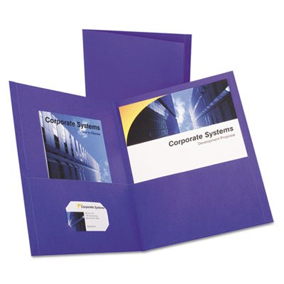 Oxford Twin-Pocket Portfolio, Embossed Leather Grain Paper, Purple, 25/Box OXF57514