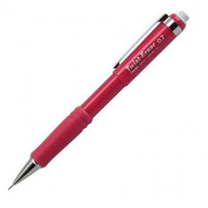 Pentel Twist-Erase III Mechanical Pencil, 0.7 mm, Red Barrel PENQE517B