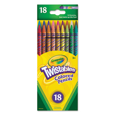 Crayola Twistables Colored Pencils, 2 mm, 2B (#1), Assorted Lead/Barrel Colors, 18/Pack CYO687418