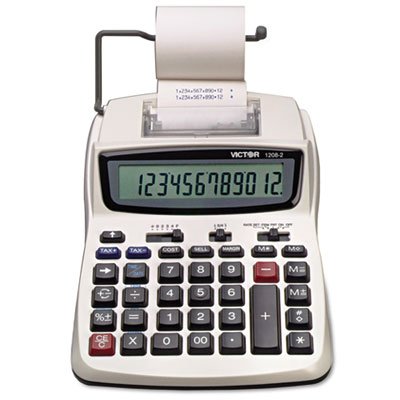 Victor Two-Color Compact Printing Calculator, Black/Red Print, 2.3 Lines/Sec VCT12082