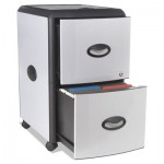 Storex Two-Drawer Mobile Filing Cabinet with Metal Siding, 19w x 15d x 23h, Silver/Black STX61352U01C