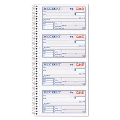 Adams Two-Part Rent Receipt Book, 2 3/4 x 4 3/4, Two-Part Carbonless, 200 Forms ABFSC1152