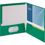 Business Source Two-Pocket Folders with Business Card Holder 44427