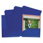 Two-Pocket Heavyweight Poly Portfolio Folder, 3-Hole Punch, Letter, Blue, 25/Box CLI32935
