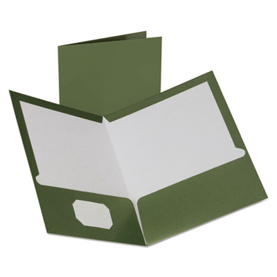 Oxford Two-Pocket Laminated Folder, 100-Sheet Capacity, Metallic Green OXF5049560