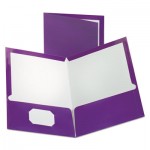 Oxford Two-Pocket Laminated Folder, 100-Sheet Capacity, Metallic Purple, 25/Box OXF5049526