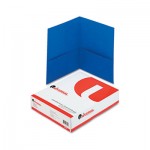 UNV56601 Two-Pocket Portfolio, Embossed Leather Grain Paper, Light Blue, 25/Box UNV56601