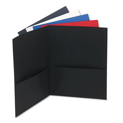 UNV56613 Two-Pocket Portfolio, Embossed Leather Grain Paper, Assorted Colors, 25/Box UNV56613